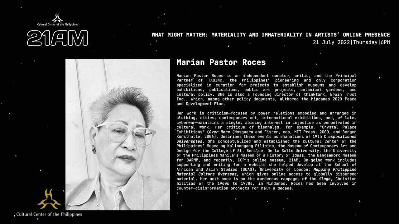 21AM Dagdag Dunong: What might matter: materiality and immateriality in artists' online presence Image